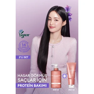 Yıpranmış Saçlar İçin Protein Bakım Seti KUNDAL Damage Care Set [Shampoo/Treatment] (Leather Iris)