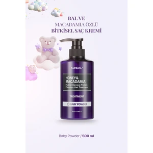 Yoğun Nemlendirici ve Besleyici Saç Kremi KUNDAL Honey&Macadamia Protein Treatment 500ml Baby Powder