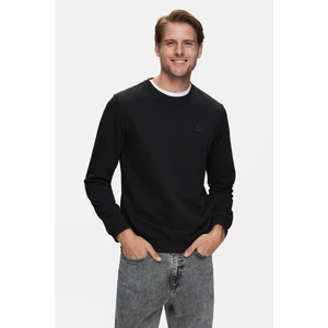 Suerte Siyah Bisiklet Yaka Kauçuk Standard Fit Erkek Sweatshirt