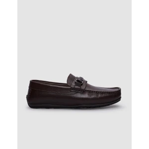 %100 Hakiki Deri Kahverengi Tokalı Erkek Loafer