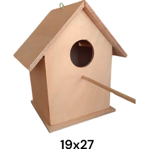 Ahşap Kuş Yuvası Kuş Evi Dış Mekan Suya Dayanıklı Büyük Boy 18x18x27 cm