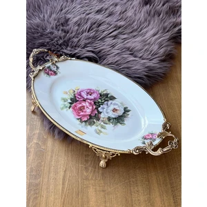 Antique Kulplu Oval Tabak 47 cm
