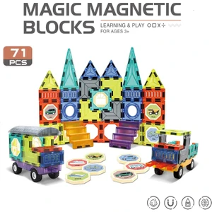 Learning Fun Magic Magnetic Blocks 71 Parça Manyetik Oyuncak Bloklar Seti Stickerlar ile