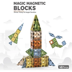 Learning Fun Manyetik Oyuncak Manyetik Blok Seti Stem Oyuncak 48 Parça Diamond Magic Magnetic Blocks