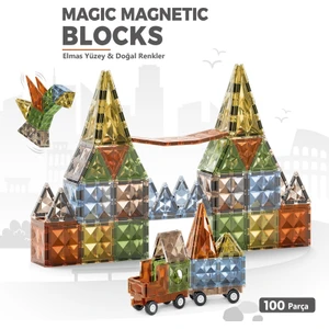 Learning Fun Manyetik Oyuncak Manyetik Blok Seti Stem Oyuncak 100 Parça Diamond Magic Magnetic Blocks