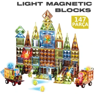 Learning Fun Işıklı Manyetik Oyuncak Manyetik Blok Seti Stem Oyuncak 147 Parça Light Diamond Magic Magnetic Blocks