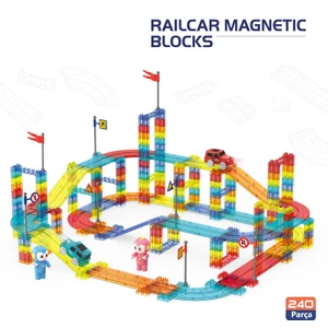 Learning Fun Railcar Manyetik Oyuncak Manyetik Blok Seti Stem Oyuncak 240 Parça Arabalı Railcar Magnetic Blocks