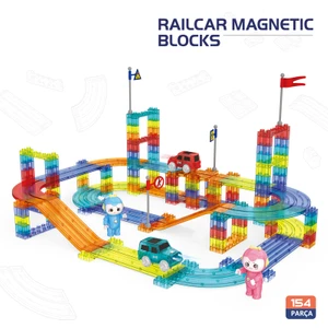 Learning Fun Railcar Manyetik Oyuncak Manyetik Blok Seti Stem Oyuncak 154 Parça Arabalı Railcar Magnetic Blocks