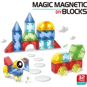 Learning Fun Manyetik Oyuncak Manyetik Blok Seti Stem Oyuncak 32 Parça Dıy Manyetik Küpler