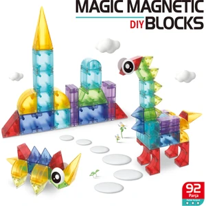 Learning Fun Manyetik Oyuncak Manyetik Blok Seti Stem Oyuncak 92 Parça Dıy Manyetik Küpler