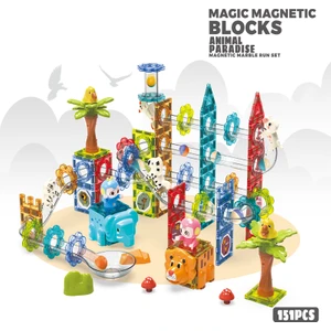 Learning FunManyetik Oyuncak Manyetik Blok Seti Stem Oyuncak 151 Parça - Marble Run Set Magic Magnetic Blocks Animal Paradise