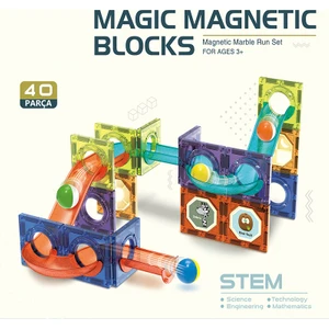 Learning Fun Manyetik Oyuncak Manyetik Blok Seti Stem Oyuncak 40 Parça - Marble Run Set Magic Magnetic Blocks