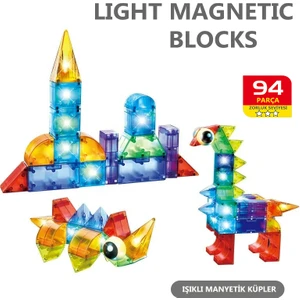 Learning Fun Manyetik Oyuncak Manyetik Blok Seti Stem Oyuncak 94 Parça Dıy Işıklı Manyetik Küpler
