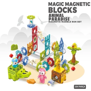 Learning Fun Manyetik Oyuncak Manyetik Blok Seti Stem Oyuncak 104 Parça - Marble Run Set Magic Magnetic Blocks Animal Paradise