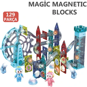 Learning Fun Manyetik Oyuncak Manyetik Blok Seti Stem Oyuncak 129 Parça Elektrikli Müzikli Işıklı Magic Magnetic Blocks