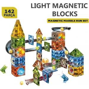 Learning Fun Manyetik Oyuncak Manyetik Blok Seti Stem Oyuncak 142 Parça - Işıklı Marble Run Set Magic Magnetic Blocks