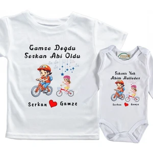 Abi Oldu Kardeş Oldu Yazılı Kişiye Özel 2'li Kombin