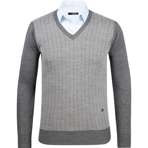 Çizgi Triko Erkek V Yaka Triko Kazak Desenli Kol ve Bel Lastikli Çelik Örgü Klasik Kalıp - 5007D