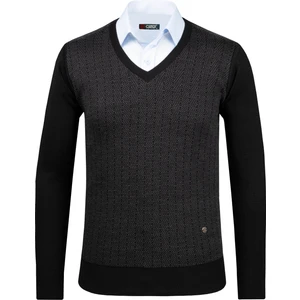 Çizgi Triko Erkek V Yaka Triko Kazak Desenli Kol ve Bel Lastikli Çelik Örgü Klasik Kalıp - 5007D