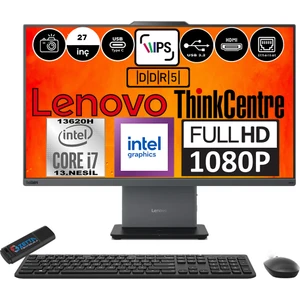 Thinkcentre Neo 27 50A Gen5 Intel Core I7 13620H 32GB Ddr5 1tb SSD Windows 11 Pro Intel® UHD Graphics 27" Fhd All In One Bilgisayar 12SA000RTRP08 + Zetta Flash Bellek