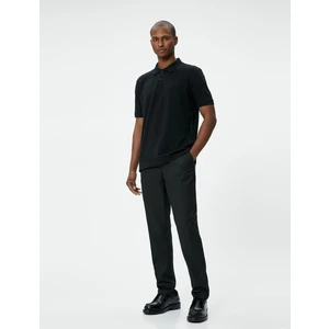 Yakalı Tişört Düğmeli Slim Fit Kısa Kollu