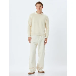 Polo Yaka Sweatshirt Basic Uzun Kollu Pamuklu