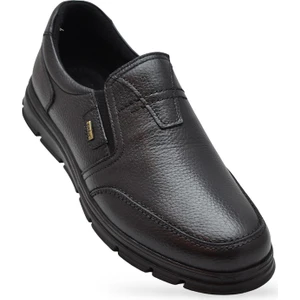 TAB1645-S Kışlık Tam Ortopedik Taban %100 Hakiki Deri Bağcıksız Erkek Ayakkabı Kauçuk Kaymaz Taban