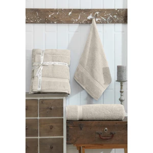 2'li Banyo ve Abdest Havlu Seti Bej