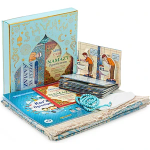 İhvan Online Oğlum Için Üç Boyutlu Namaza Hazırlık Yasin ve Seccade Seti - Mavi