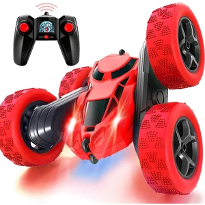 boratila toys Uzaktan Kumandalı Işıklı Şarjlı 2.4 Ghz Kırmızı Kırılmaz Akrobat Araba