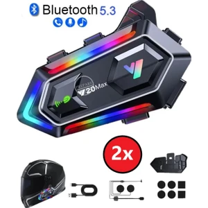 300 Mt Intercom 2 Eşleşmeli Kask Kulaklık Y-20MX Su Geçirmez Bluetooth Motosiklet Intercom Kulaklık