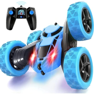 boratila toys Uzaktan Kumandalı Işıklı Şarjlı 2.4 Ghz Mavi Kırılmaz Akrobat Araba