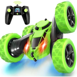 boratila toys Uzaktan Kumandalı Işıklı Şarjlı 2.4 Ghz Yeşil Kırılmaz Akrobat Araba