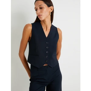 Blazer Yelek Düğmeli V Yaka