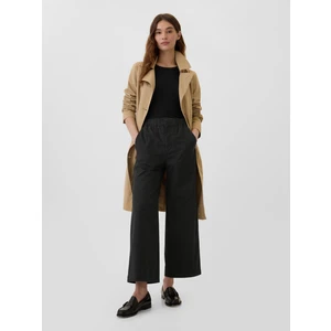 Kadın Siyah Mid Rise Easy Wide-Leg Khaki Pantolon