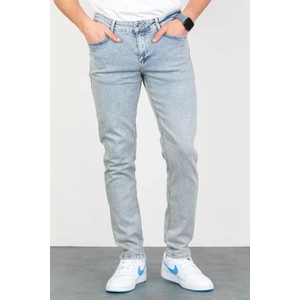 Hlt Jeans Erkek Mavi Slim Fit Taşlamalı Kot Pantolon HLTHE001945