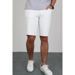 Hlt Jeans Erkek Taşlamalı Rahat Kesim Esnek Likralı Beyaz Kot Jean Şort HLT1951BZ