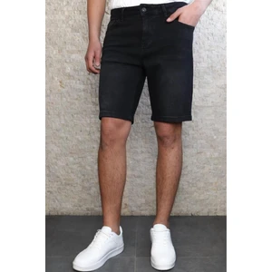 Hlt Jeans Erkek Taşlamalı Rahat Kesim Esnek Likralı Siyah Kot Jean Şort
