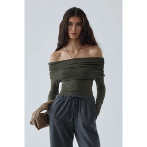 Suud Collection Haki Lilly Degajeli Bluz