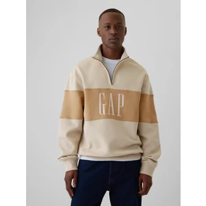 Erkek Bej Vintage Soft Gap Logo Oversized Pullover Sweatshirt