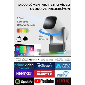 Taşınabilir Projeksiyon Ps5 x Box Bağlantılı Oyun Sinema Projektör Full Hd 4K Android