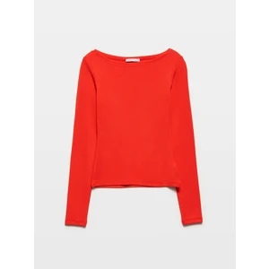 31332 Kayık Yaka Uzun Kollu Top-Siyah