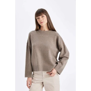 Oversize Geniş Kalıp Bisiklet Yaka Basic Düz Triko Kazak D0036AX24WN