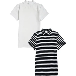 2 Adet Dik Yaka Kısa Kollu Kaşkorse Tişört