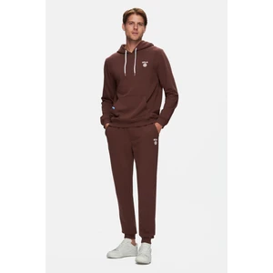 Luskın Kahve Daralan Kesim Baskılı Standard Fit Erkek Eşofman Alt