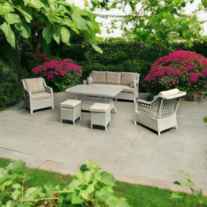 Tu Tienda Ronda Alüminyum 3+1+1+2puf+Masa Rattan Bahçe Balkon Mobilyası Beyaz Örgü,vizon