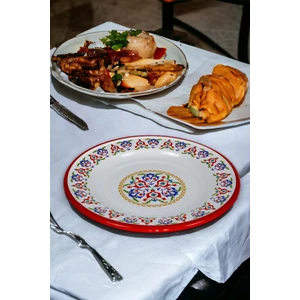 inciemaye 30 No 30 cm Emaye Yemek Tabağı Tabak Servis Yemek Kamp Piknik Servis Tabağı