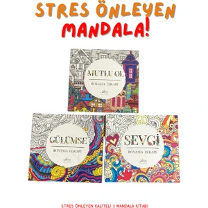 Her Yaşa Uygun Stres Önleyici 3 Faklı Mandala Seti Kuru Boya & Kitap Okuma yüzüğü hediyeli