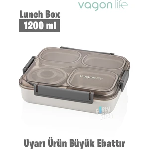 Büyük Ebat 1200 ML (Sızdırmaz,Karışmaz 4 Bölmeli) Lunch Box Yeni Nesil Sefer Tası -FF7080