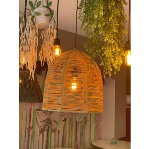 Bohem Avize 35x30 Hasır Avize Rüstik Avize Jüt Avize Doğal Avize Tavan Aydınlatması Işık LED Ampul